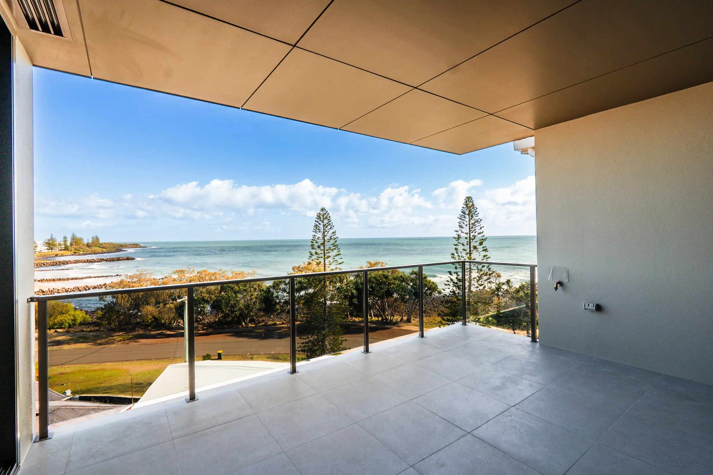 The balcony, looking over the Esplanade parkland to the sea