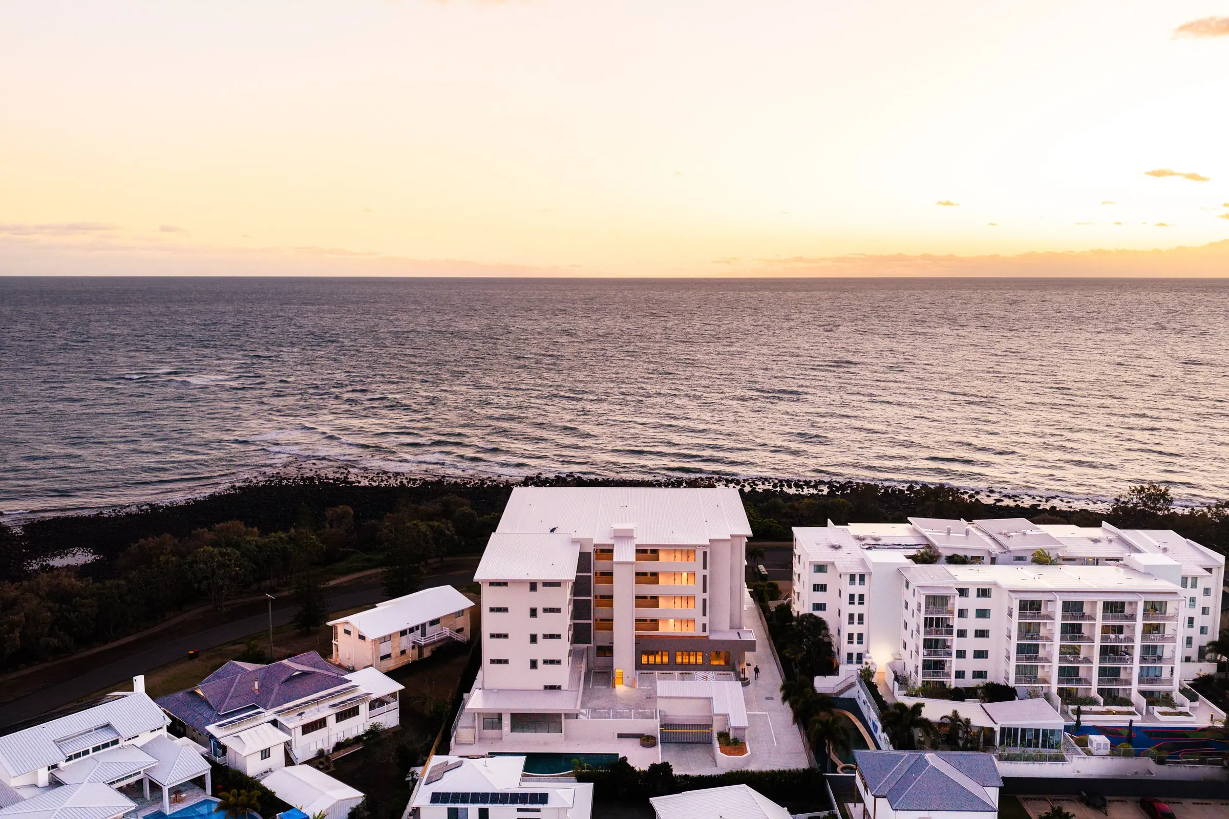 Sunrise over the sea from above Mira Living